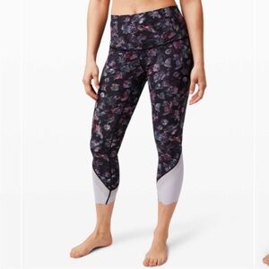 Lululemon Wunder Under Crop Leggings Foldover Waist Activate Floral Multi Size 4